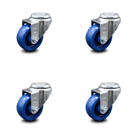 Service Caster 3.5 Inch Solid Polyurethane Wheel Swivel Bolt Hole Caster Set SCC-BH20S3514-SPUS-4